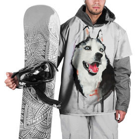 Накидка на куртку 3D с принтом Хаски в Курске, 100% полиэстер |  | голова животного | кутёнок | прикольные картинки | собака | щенок