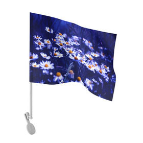 Флаг для автомобиля с принтом Ромашки в Курске, 100% полиэстер | Размер: 30*21 см | лепестки | прикольные картинки | ромашки | цветочки | цветы