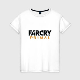 Женская футболка хлопок с принтом Far cry primal logo в Курске, 100% хлопок | прямой крой, круглый вырез горловины, длина до линии бедер, слегка спущенное плечо | 