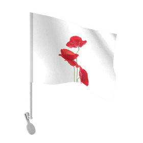 Флаг для автомобиля с принтом Маки в Курске, 100% полиэстер | Размер: 30*21 см | field | flowers | poppies | poppy | red | wild | красные | мак | маки | поле | полевые | цветы
