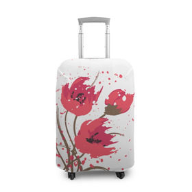 Чехол для чемодана 3D с принтом Маки в Курске, 86% полиэфир, 14% спандекс | двустороннее нанесение принта, прорези для ручек и колес | art | drawing | flowers | poppies | poppy | red | wild | wind | арт | ветер | красные | мак | маки | полевые | рисунок | цветы