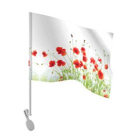 Флаг для автомобиля с принтом Маки в Курске, 100% полиэстер | Размер: 30*21 см | field | flowers | meadow | nature | poppies | poppy | red | summer | wild | красные | лето | луг | мак | маки | поле | полевые | природа | цветы