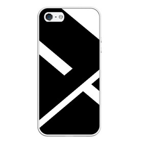 Чехол для iPhone 5/5S матовый с принтом Black and White в Курске, Силикон | Область печати: задняя сторона чехла, без боковых панелей | белый | геометрия | полосы | черный