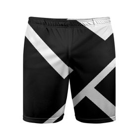 Мужские шорты 3D спортивные с принтом Black and White в Курске,  |  | белый | геометрия | полосы | черный