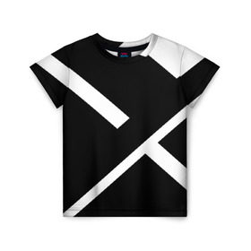 Детская футболка 3D с принтом Black and White в Курске, 100% гипоаллергенный полиэфир | прямой крой, круглый вырез горловины, длина до линии бедер, чуть спущенное плечо, ткань немного тянется | белый | геометрия | полосы | черный
