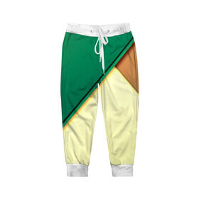 Детские брюки 3D с принтом Material color в Курске, 100% полиэстер | манжеты по низу, эластичный пояс регулируется шнурком, по бокам два кармана без застежек, внутренняя часть кармана из мелкой сетки | Тематика изображения на принте: желтый | зеленый | полосы