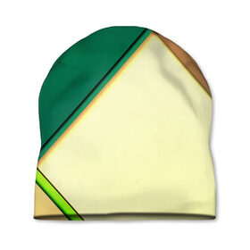 Шапка 3D с принтом Material color в Курске, 100% полиэстер | универсальный размер, печать по всей поверхности изделия | желтый | зеленый | полосы