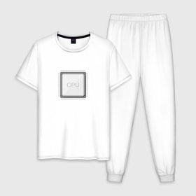 Мужская пижама хлопок с принтом CPU icon в Курске, 100% хлопок | брюки и футболка прямого кроя, без карманов, на брюках мягкая резинка на поясе и по низу штанин
 | 