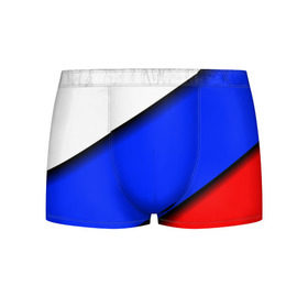 Мужские трусы 3D с принтом Российский флаг в Курске, 50% хлопок, 50% полиэстер | классическая посадка, на поясе мягкая тканевая резинка | косой | наклонный | триколор