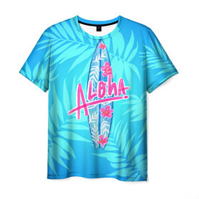 Мужская футболка 3D с принтом Aloha в Курске, 100% полиэфир | прямой крой, круглый вырез горловины, длина до линии бедер | sea | гавайи | жара | калифорния | лето | любовь | море | океан | отдых | пальмы | пляж | серфинг | солнце