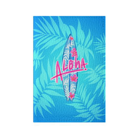 Обложка для паспорта матовая кожа с принтом Aloha в Курске, натуральная матовая кожа | размер 19,3 х 13,7 см; прозрачные пластиковые крепления | sea | гавайи | жара | калифорния | лето | любовь | море | океан | отдых | пальмы | пляж | серфинг | солнце