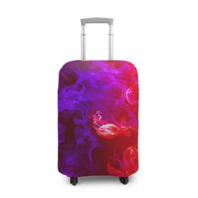 Чехол для чемодана 3D с принтом Огненная стихия в Курске, 86% полиэфир, 14% спандекс | двустороннее нанесение принта, прорези для ручек и колес | дым | пламя | цветок | яркий