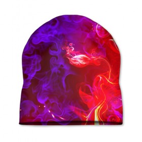 Шапка 3D с принтом Огненная стихия в Курске, 100% полиэстер | универсальный размер, печать по всей поверхности изделия | Тематика изображения на принте: дым | пламя | цветок | яркий