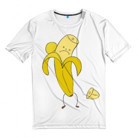 Мужская футболка 3D с принтом Банан в Курске, 100% полиэфир | прямой крой, круглый вырез горловины, длина до линии бедер | грустный | фрукты