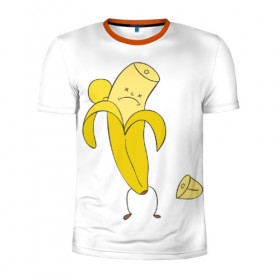 Мужская футболка 3D спортивная с принтом Банан в Курске, 100% полиэстер с улучшенными характеристиками | приталенный силуэт, круглая горловина, широкие плечи, сужается к линии бедра | грустный | фрукты