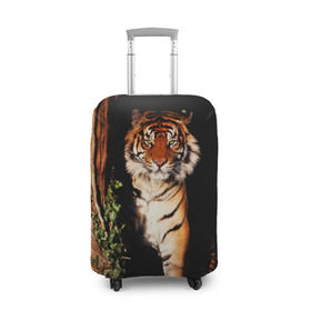 Чехол для чемодана 3D с принтом Тигр в Курске, 86% полиэфир, 14% спандекс | двустороннее нанесение принта, прорези для ручек и колес | дикая кошка | лес | природа | тигр | хищник