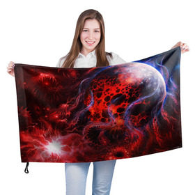 Флаг 3D с принтом Красная планета в Курске, 100% полиэстер | плотность ткани — 95 г/м2, размер — 67 х 109 см. Принт наносится с одной стороны | звёзды | космическое пространство | космос | планета | созвездие