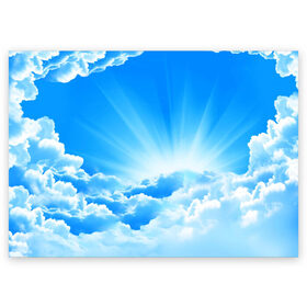 Поздравительная открытка с принтом Небо в Курске, 100% бумага | плотность бумаги 280 г/м2, матовая, на обратной стороне линовка и место для марки
 | Тематика изображения на принте: небо | облако | синяя | солнце