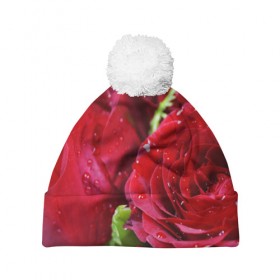 Шапка 3D c помпоном с принтом Цветы в Курске, 100% полиэстер | универсальный размер, печать по всей поверхности изделия | бабочки | весна | краски | лето | осень | розы | цветок | цветы