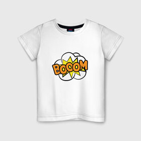 Детская футболка хлопок с принтом Бум! в Курске, 100% хлопок | круглый вырез горловины, полуприлегающий силуэт, длина до линии бедер | 3d | клевый принт | комикс | комиксы