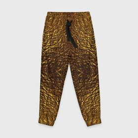 Детские брюки 3D с принтом Gold Texture в Курске, 100% полиэстер | манжеты по низу, эластичный пояс регулируется шнурком, по бокам два кармана без застежек, внутренняя часть кармана из мелкой сетки | 