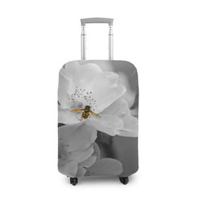 Чехол для чемодана 3D с принтом Пчела на цветах в Курске, 86% полиэфир, 14% спандекс | двустороннее нанесение принта, прорези для ручек и колес | лепестки | цветы