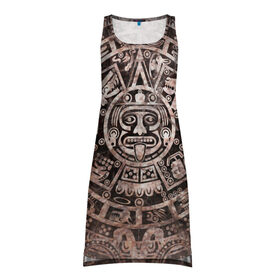 Платье-майка 3D с принтом Народ Майя в Курске, 100% полиэстер | полуприлегающий силуэт, широкие бретели, круглый вырез горловины, удлиненный подол сзади. | декор | древний | дух | монстр | символ | существо | текстуры индийские | украшения | элемент