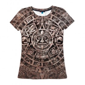 Женская футболка 3D с принтом Народ Майя в Курске, 100% полиэфир ( синтетическое хлопкоподобное полотно) | прямой крой, круглый вырез горловины, длина до линии бедер | декор | древний | дух | монстр | символ | существо | текстуры индийские | украшения | элемент