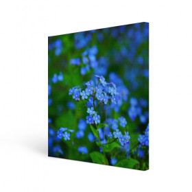 Холст квадратный с принтом Синие цветы в Курске, 100% ПВХ |  | лепестки | прикольные картинки | цветочки | цветы