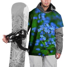 Накидка на куртку 3D с принтом Синие цветы в Курске, 100% полиэстер |  | лепестки | прикольные картинки | цветочки | цветы