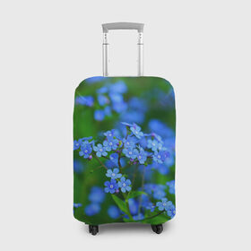 Чехол для чемодана 3D с принтом Синие цветы в Курске, 86% полиэфир, 14% спандекс | двустороннее нанесение принта, прорези для ручек и колес | лепестки | прикольные картинки | цветочки | цветы