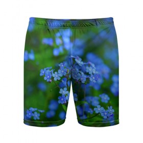 Мужские шорты 3D спортивные с принтом Синие цветы в Курске,  |  | лепестки | прикольные картинки | цветочки | цветы