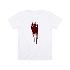 Детская футболка хлопок с принтом Bear blood trail в Курске, 100% хлопок | круглый вырез горловины, полуприлегающий силуэт, длина до линии бедер | 