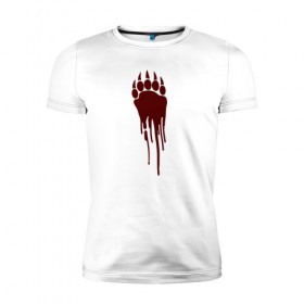Мужская футболка премиум с принтом Bear blood trail в Курске, 92% хлопок, 8% лайкра | приталенный силуэт, круглый вырез ворота, длина до линии бедра, короткий рукав | 