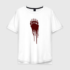 Мужская футболка хлопок Oversize с принтом Bear blood trail в Курске, 100% хлопок | свободный крой, круглый ворот, “спинка” длиннее передней части | 