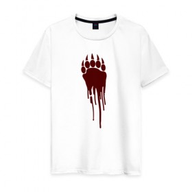 Мужская футболка хлопок с принтом Bear blood trail в Курске, 100% хлопок | прямой крой, круглый вырез горловины, длина до линии бедер, слегка спущенное плечо. | 