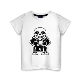 Детская футболка хлопок с принтом Sans Undertale в Курске, 100% хлопок | круглый вырез горловины, полуприлегающий силуэт, длина до линии бедер | black white | good jokes | sans | undertale