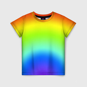 Детская футболка 3D с принтом Радуга в Курске, 100% гипоаллергенный полиэфир | прямой крой, круглый вырез горловины, длина до линии бедер, чуть спущенное плечо, ткань немного тянется | дождь | солнце | спектр