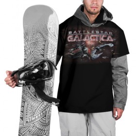 Накидка на куртку 3D с принтом Battlestar Galactica в Курске, 100% полиэстер |  | battlestar galactica | звездный крейсер галактика | космос | фантастика
