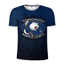 Мужская футболка 3D спортивная с принтом Toronto Maple Leafs в Курске, 100% полиэстер с улучшенными характеристиками | приталенный силуэт, круглая горловина, широкие плечи, сужается к линии бедра | Тематика изображения на принте: nhl | toronto maple leafs | спорт | хоккей
