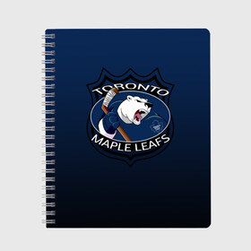 Тетрадь с принтом Toronto Maple Leafs в Курске, 100% бумага | 48 листов, плотность листов — 60 г/м2, плотность картонной обложки — 250 г/м2. Листы скреплены сбоку удобной пружинной спиралью. Уголки страниц и обложки скругленные. Цвет линий — светло-серый
 | Тематика изображения на принте: nhl | toronto maple leafs | спорт | хоккей