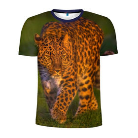 Мужская футболка 3D спортивная с принтом Дальневосточный леопард в Курске, 100% полиэстер с улучшенными характеристиками | приталенный силуэт, круглая горловина, широкие плечи, сужается к линии бедра | 