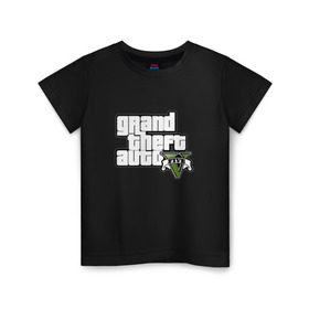 Детская футболка хлопок с принтом GTA 5 в Курске, 100% хлопок | круглый вырез горловины, полуприлегающий силуэт, длина до линии бедер | 