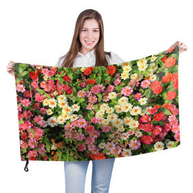 Флаг 3D с принтом Весеннее настроение в Курске, 100% полиэстер | плотность ткани — 95 г/м2, размер — 67 х 109 см. Принт наносится с одной стороны | Тематика изображения на принте: аромат | букет | вазон | великолепие | краски | красота | куст | луг | полевые цветы | полянка | природа | растения | розы | ромашки | тюльпаны | украшение | фауна | цветник | цветок | цветочек | цветы