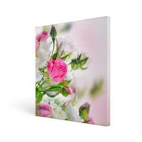 Холст квадратный с принтом Алые розы в Курске, 100% ПВХ |  | аромат | букет | вазон | великолепие | краски | красота | куст | нежность | природа | растения | розы | украшение | фауна | цветник | цветы