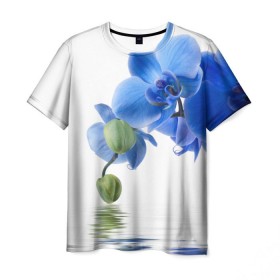 Мужская футболка 3D с принтом Веточка орхидеи в Курске, 100% полиэфир | прямой крой, круглый вырез горловины, длина до линии бедер | Тематика изображения на принте: ветка | красота | нежность | орхидея | природа | растение | фауна | цветок | цветы