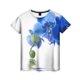 Женская футболка 3D с принтом Веточка орхидеи в Курске, 100% полиэфир ( синтетическое хлопкоподобное полотно) | прямой крой, круглый вырез горловины, длина до линии бедер | Тематика изображения на принте: ветка | красота | нежность | орхидея | природа | растение | фауна | цветок | цветы