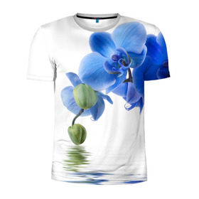 Мужская футболка 3D спортивная с принтом Веточка орхидеи в Курске, 100% полиэстер с улучшенными характеристиками | приталенный силуэт, круглая горловина, широкие плечи, сужается к линии бедра | Тематика изображения на принте: ветка | красота | нежность | орхидея | природа | растение | фауна | цветок | цветы