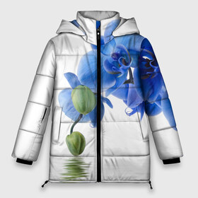 Женская зимняя куртка 3D с принтом Веточка орхидеи в Курске, верх — 100% полиэстер; подкладка — 100% полиэстер; утеплитель — 100% полиэстер | длина ниже бедра, силуэт Оверсайз. Есть воротник-стойка, отстегивающийся капюшон и ветрозащитная планка. 

Боковые карманы с листочкой на кнопках и внутренний карман на молнии | Тематика изображения на принте: ветка | красота | нежность | орхидея | природа | растение | фауна | цветок | цветы