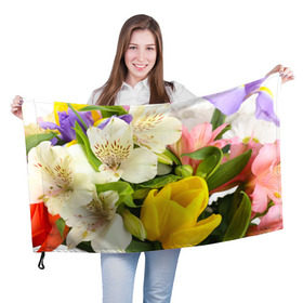 Флаг 3D с принтом Красивый букет в Курске, 100% полиэстер | плотность ткани — 95 г/м2, размер — 67 х 109 см. Принт наносится с одной стороны | аромат | астры | букет | вазон | великолепие | гвоздики | гиацинт | гортензия | калла | краски | красота | куст | лилия | орхидея | пион | подсолнух | полевые цветы | природа | растения | розы | ромашки